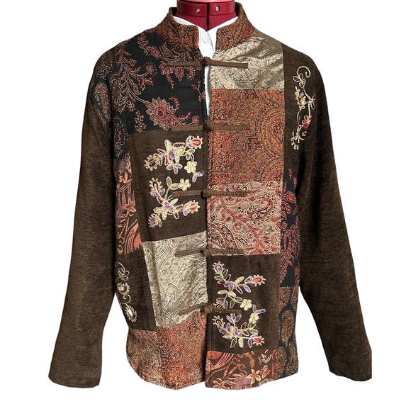 Vintage White Stag Size Medium 810 Paisley Patchwork Floral Embroidered Jacket - Picture 1 of 6